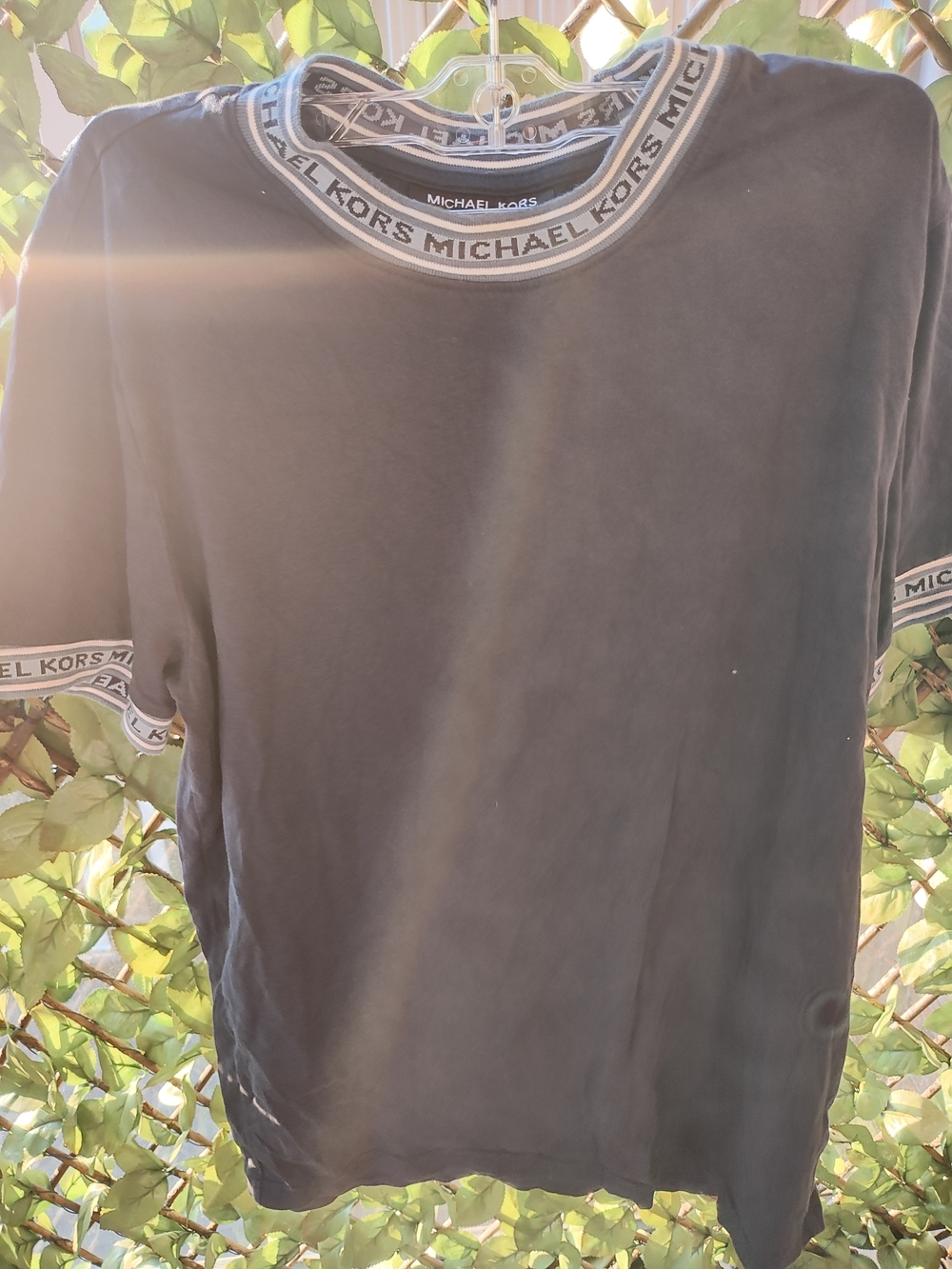 Michael Kors Black Logo-Trim Short Sleeve Tee